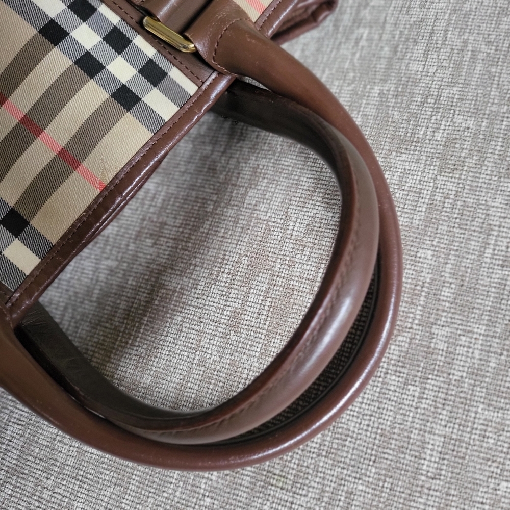Burberry Nova Check Shadow Horse Handbag Brown Leather Canvas - Picture 12 of 12